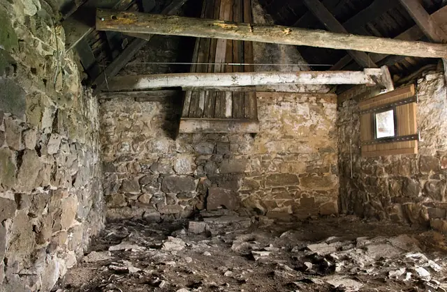 Interior of the traditional cottage at Auchtavan in Scotland