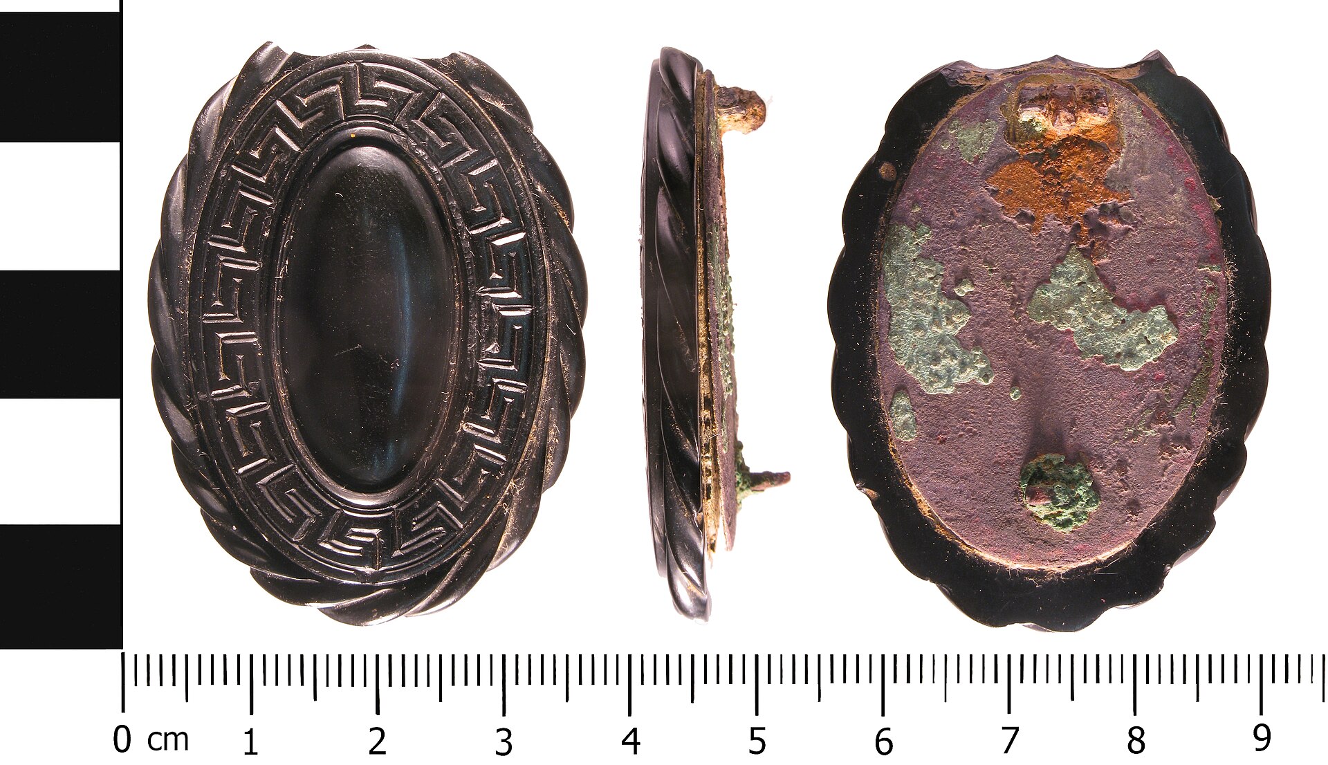 Victorian jet mourning brooch